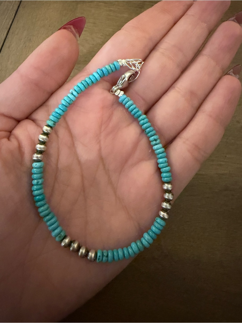 Sterling silver turquoise anklet 9 to 11 inches